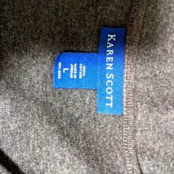 NWOT Karen Scott Long Sleeve V-Neck Top w/ Silver Sequin Accent - Picture 5 of 5